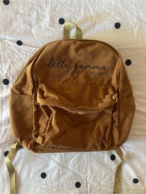 Brown Corduroy Delta Gamma Backpack